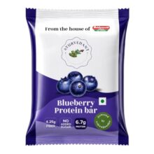 Ayurvedant Blueberry Protein Bar, 6.7g High Protein, No Added Sugar, Energy Snack for Gym & Fitness, 20g