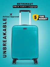 Metronaut Hero 20 Inch Teal Premium Pp Hard-Sided Luggage Trolley With Number Lock Cabin Suitcase 4 Wheels – 20 Inch
