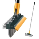 Floor And Wall Cleaning Brush With Long Handle, Rotating Brush Head And Built-In Scraper (Adjustable Length)
