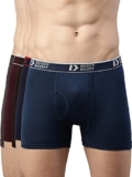 Dixcy Scott Originals Mens Modern Regular Solid Pure Cotton Trunks (Pr14469180_Navy,Dark Grey,Lt Coffee Brown,Denim Blue,Wine_S)