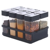 Pitrukrupa Enterprise Spice Jar Set With Rack, 8 Transparent Containers With Sliding Lid, Adjustable Pour Dual Holes Design, Kitchen Seasoning Storage Stand