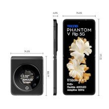 Tecno Phantom V Flip 5G (Iconic Black 16Gb Ram,256Gb Storage) | 45W Fast Charging | 32 Mp Selfie, 64 Rear Camera| 6.9″ Flexible, 1.32″ Secondrary Amoled