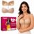 FEXMY Silicone Adhesive Stick On Bra for Women, Strapless Push Up Bra, Reusable Sticky Bra for Deep Neck, Off Shoulder & Backless Dresses, Invisible Lift Up Bra Cups_B Cup (1xBeige_Butterfly)