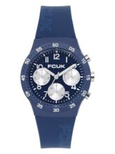 FCUK Frost FW25 Unisex Analog Watch, 39mm Blue Silicone Strap, Matt Blue Dial – FC198U