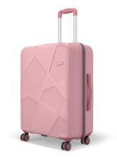 Safari Pentagon Pro 8 Wheels 65cm Medium Size Trolley Bag, Hard Case Polypropylene, 360º Wheeling Small Check in Luggage, Suitcase for Travel, Trolley Bags for Travel, Rose Gold