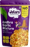 Jatara Andhra Garlic Mixture, Authentic Andhra Style Spicy Namkeen Snack, Crunchy and Flavorful, 210g