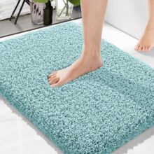 Amazon Brand – Solimo Premium Anti-Slip Microfibre Bathmat – 60cm x 40cm, Dusty Turquoise, Rectangular
