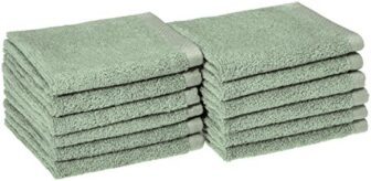amazon basics Quick-Dry Face Towel – 100% Cotton – 400 GSM – Pack of 12, Seafoam Green