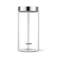 Borosil 1200ml Endura Glass Jar with Stainless Steel Lid | Borosilicate Glass Storage Organiser | Microwave & Dishwasher Safe Kitchen Containers for Spices, Snacks, Grains, Dals