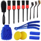 Car Cleaning Kit 15 Piece Set With Brush Set, Microfiber Mitt, Cloths And Foam Pads