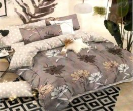 Homiee 400 Tc Polycotton Double Striped Flat Bedsheet(Pack Of 1, Brownish Leaf)