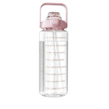 Motivational Time Marker Water Bottle With Straw And Flip Top Lid, Transparent Plastic Drinking Bottle With Carry Handle