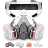 Mivaro Respirator Mask For Spray Painting With Safety Goggles Reusable Half Face Gas Mask With Dual Filters Organic Vapor Protection Dust For Chemical Industrial Automotive Use