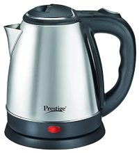 Prestige 1.5 Litres Electric Kettle (Pkoss 1.5)|1500W | Silver – Black| Automatic Cut-Off | Stainless Steel | Rotatable Base | Power Indicator | Single-Touch Lid Locking