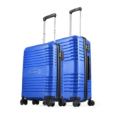Aristocrat Harbour Set Of 2 Trolley Bag 55, 66 Cm | Small+Medium | Polypropylene Hard Luggage | Smooth 8-Wheel Suitcase | Combination Lock With Sturdy Zipper | 3-Year Warranty – Unisex (Blue)
