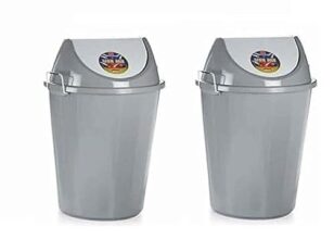 ARISTO Swing Lid Dustbin with Metal Side Handle 60 LTR Grey//Grey (COMBO)