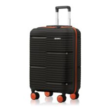 HRX Zanzibar Cabin Size Haileys Black Polypropylene Hard Shell Suitcase – Premium Travel Trolley Bag with 8 Spinner Wheels, Number Lock & Water Resistant Body