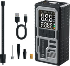 Portronics Vayu 10 Rechargeable Tyre Inflator 150 psi Tyre Air Pump for Car & Bike(Auto Shut Off)
