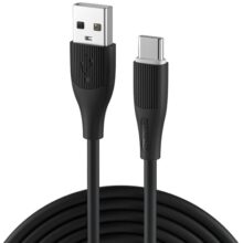 Portronics Silklink 3A Usb A To Type C Fast Charging & Data Sync Cable For Type C Smartphone, Premium Silicon Cable, 1M (Black)