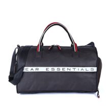 Gear Essentials 27L Faux-Leather Water Resistant Travel Duffle Bag/Gym Bag for Men/Women with Shoe Compartment (Brown)