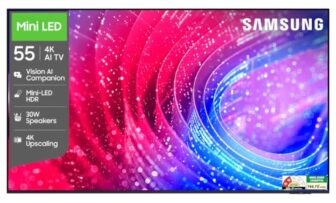 Samsung 55 inch (138cm) Mini LED 4K Vision AI 2026 Smart TV | 30W Speakers | 4K Upscaling | Mini-LED HDR | 150+ Channels | 7 Years OS Upgrade | UA55M2EHAULXL
