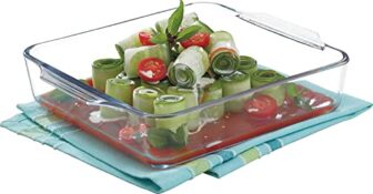 Signoraware Bake ‘N’ Serve Square Bakeware Safe And Oven Safe Glass Dish Tray | Borosilicate Glass Bowl Container | Microwave Oven Safe Baking (1100Ml, Set Of 1, Clear)
