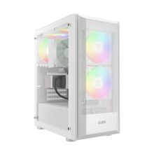 GAMDIAS Aura GC6 White FINE MESH RGB MID-Tower CASE/Gaming Cabinet | 3 Built-in 120mm ARGB Fans,Supports Mini-ITX, Micro-ATX, and ATX,AIO Support Front:360mm / Rear:120mm