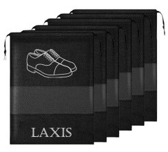 Laxis – Shoe Bag For Travel & Storage Organizer For Women & Men | Travel Accessories Shoe Bags Pouches | Travel Shoe Cover For Travelling Travel Essentials (Black, Pack Of 6)