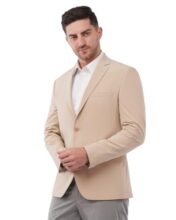 SaintX Men’s Premium 4-Way Comfy Stretch Sunscreen Blazer | Light Weight, Designed for Summers | Fully Lined | Comfort able Slim Fit | Wrinkle Resistant & Formal Signature Coat (JK11_Fawn_38)