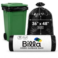 BILLA Premium Jumbo Garbage Bags 36 x 48 Inch (10 Bags) | XXL Heavy Duty Garbage Bags for Dustbin cover | XXXL Big Size Trash Bags for Home, Office, Hotels, Hospitals, Restaurants, Commercial Waste
