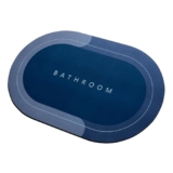 Mollishomes Rubber Bath Mat 4 Mm,Anti-Skid Water Soaking Bathroom Rug Door,Floor Mat, Soft Quick Dry Water Absorbent Mat For Home Office 40X60Cm- Blue