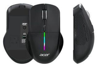 Acer Prism Dual Mode Wireless Mouse I 2.4G + Bluetooth I Silent Click I 3200 DPI (800-1200-2400-3200) I Rechargeable 500mAh I RGB LED I 6 Buttons I Lightweight 87g I Ergonomic Design for Laptop PC Mac