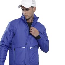 The Indian Garage co Men Blue Slim Fit Solid Puffer Jacket