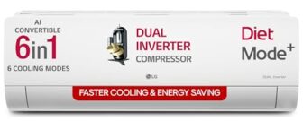 LG 1 Ton 4 Star DUAL Inverter Split AC (Copper, AI Convertible 6-in-1 with VIRAAT Mode, Faster Cooling & Energy Saving, 4 Way Swing, HD Filter with AntiVirus Protection, US-Q13JNYE, White)
