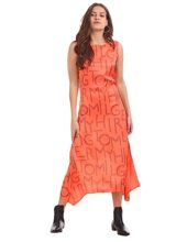 Tommy Hilfiger Womens Printed Round Neck Dress_8905183020567 Orange