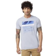 Spykar Men Grey Blended Slim Fit Half Sleeve Round Neck Printed Tshirt