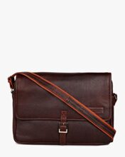 Mario-Genuine Leather Laptop Messenger Bag (Dark Brown) – by Tortoise