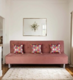Primrose Cyrus Sofa Cum Bed Made of Luxurious High Density Foam & Polyester Fabric (3-Person Sofa) (Rose)