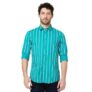 Spykar Men Teal Green Poplin Regular Slim Fit Full Sleeve Striped Shirt