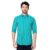 Spykar Men Teal Green Poplin Regular Slim Fit Full Sleeve Striped Shirt