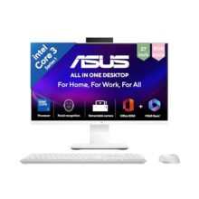 ASUS V470 (2026),Intel Core 3 100U (i3-14th Gen),8GB/512GB,FHD, 27″(68.5cm),Retractable Camera,Windows 11,M365 Basic(1yr),Office24,White,9 kg,V470VAB-KWC3003WS,Wireless Keyboard & Mouse,All in One PC