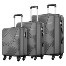 Safari Polypropylene (Pp) Pentagon Hardside Small,Medium & Large Size Spinner 4 Wheels Cabin & Check-In Luggage Set Of 3 Suitcase Trolley Bags For Travel-Dark Grey Color,55Cm,66Cm&75Cm,H-54 Cm