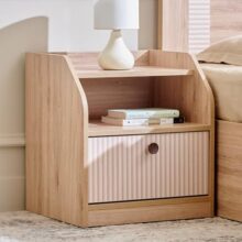 Home Centre | Lexus Bedside Table with Drawer | Engineered Wood | Oak | 1 Year Warranty