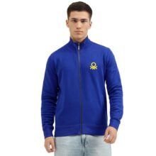 United Colors of Benetton Men’s Cotton High Neck Sweatshirt (3019J7110I_904__EL_BLUE_2XL)