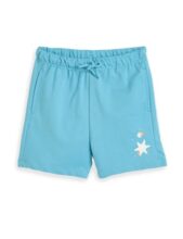 Amazon Brand – Symbol Kids Girls Cotton Blend Shorts with Print (PO2) (KD-SOG-SS25-120_Turq_10-12 Years)