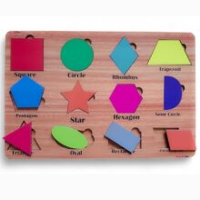 Fiddlys Wooden Educational Jigsaw Puzzles For Toddlers & Preschoolers, Double Layered Wooden Puzzles With Bright Front & Back Print Alphabet Shapes And Numbers Learning, Toy (Shapes)