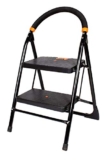 Cipla Plast 2 Step Ladder For Home Use | Heavy Duty Alloy Steel Foldable Step Ladder With Anti Skid Shoes And Extra Strong Wide Steps Milano 2 Steps | Gec-L2M (Black)