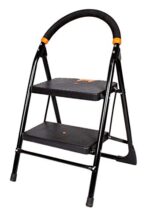 Cipla Plast 2 Step Ladder For Home Use | Heavy Duty Alloy Steel Foldable Step Ladder With Anti Skid Shoes And Extra Strong Wide Steps Milano 2 Steps | Gec-L2M (Black)