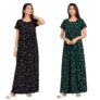 E – Ezra Nighty for Women Pure Cotton Combo Pack of 2 | Green