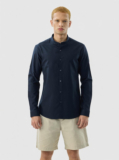Snitch Men Solid Casual Dark Blue Shirt